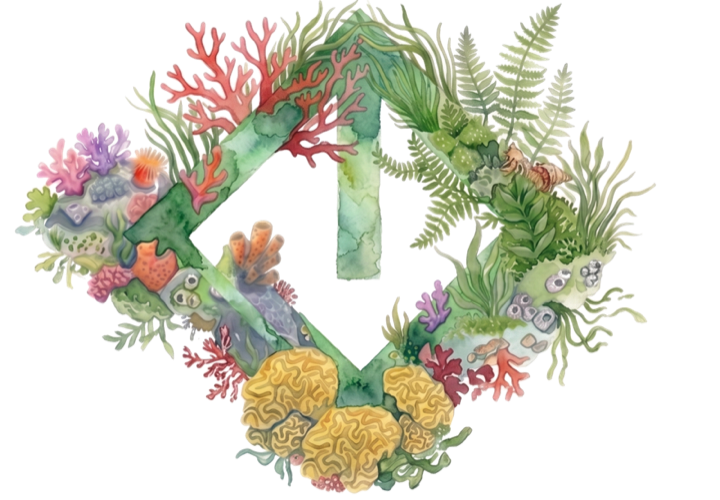 The Viridity mark: a V formed from marine and terrestrial life
